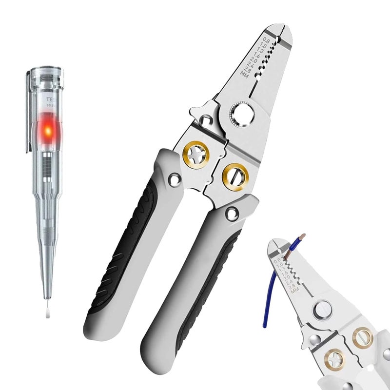 Japelessor Japelessor Special Wire Stripper for Electrician 6 in 1 Multifunctional Wire Strippers Black Alloy Steel Wire Stripper  - Image 1