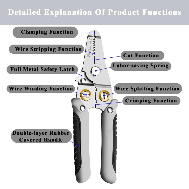 Japelessor Japelessor Special Wire Stripper for Electrician 6 in 1 Multifunctional Wire Strippers Black Alloy Steel Wire Stripper  - Image 4