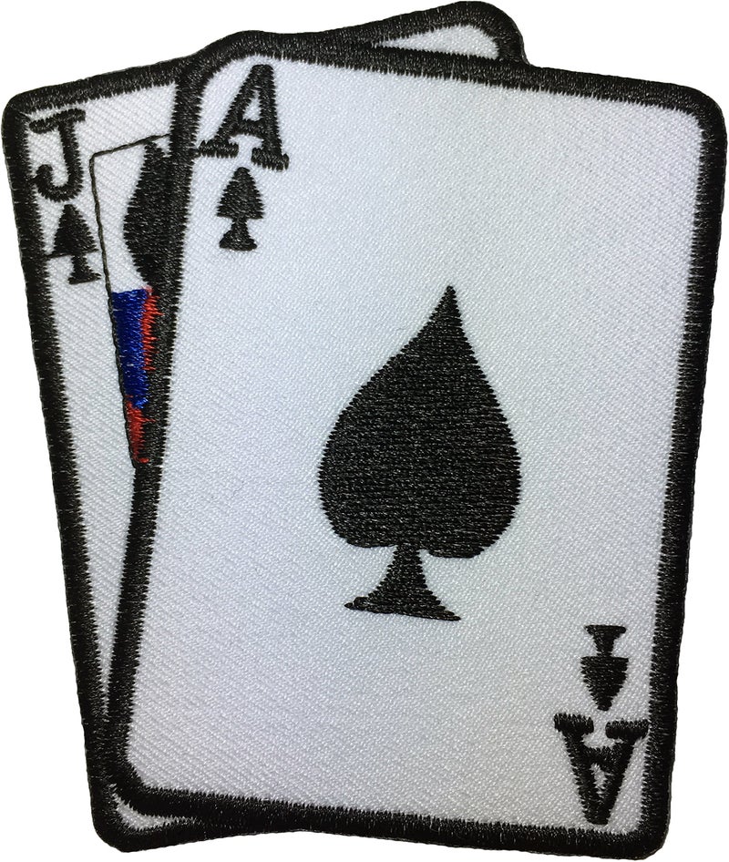 Papapatch Blackjack Gamble Playing Card Game Lucky Vest Jacket TShirt Sew on Iron on Embroidered Applique Badge Sign Patch IronBlackjackCard