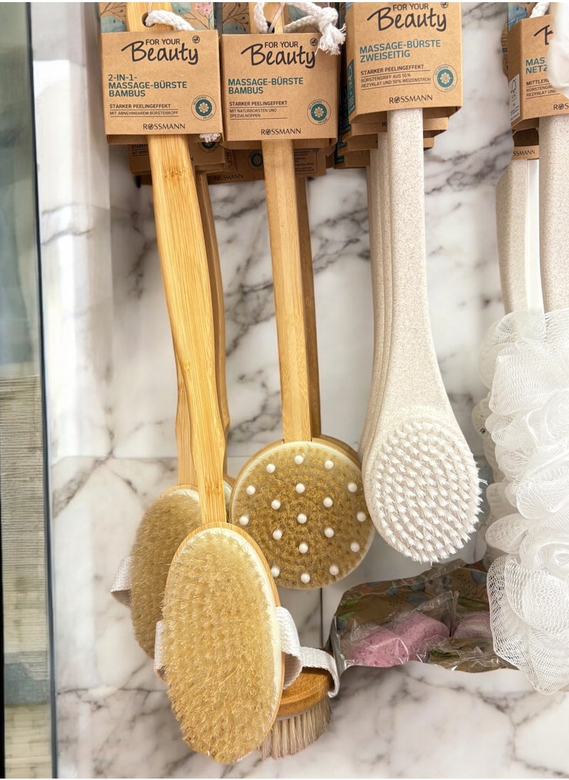 ROSSMANN - German Brand, Massage brush bamboo, High quality, Long Handle Body Brush,Bath Brush, Shower Brush Body Scrubber, Back Scrubber, Back brush, made in Germany - Image 1