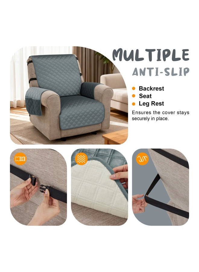 MCombo Waterproof Recliner Chair Cover, Velvet Non Slip Recliner Cover with Pockets, Furniture Protector Washable Recliner Slipcovers for Pets, Kids (Dark Grey, 1 Seat) - Image 5