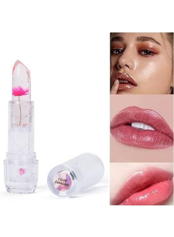 Aasakt New Professional Waterproof Moisturizing Flower Crystal Glossy Lipstick Jelly Flower Transparent Color Changing Lip Balm Lipstick For Girls & Women - (Pack Of 2) - Image 3