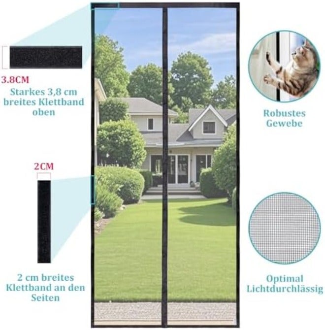 Prime Fly Screen Door, Magnetic Insect Protection Balcony Door, 100 x 200 cm, Translucent, Tear-Resistant, Weatherproof, Durable, Stronger Magnets Than the Classic, 3.8 cm Strap Top, Cannot Be  Shortened - Image 4