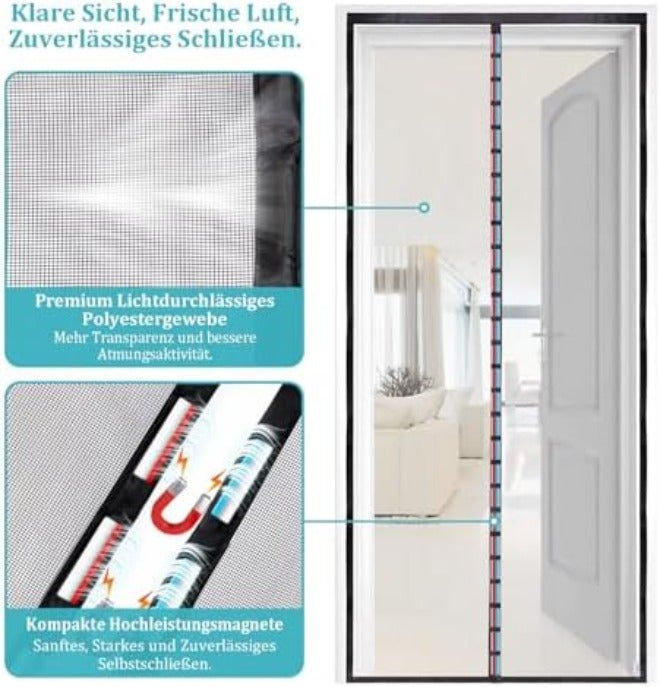 Prime Fly Screen Door, Magnetic Insect Protection Balcony Door, 100 x 200 cm, Translucent, Tear-Resistant, Weatherproof, Durable, Stronger Magnets Than the Classic, 3.8 cm Strap Top, Cannot Be  Shortened - Image 5