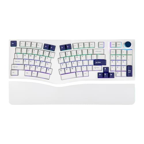 MechLands Feker Alice98 Ergonomic 98 Keys Custom Mechanical Keyboard VIA Programmable USBC Wired Gaming Keyboard Hot Swappable 5 Layer Paddings Control Knob NKRO RGB for WinMac White - Image 1