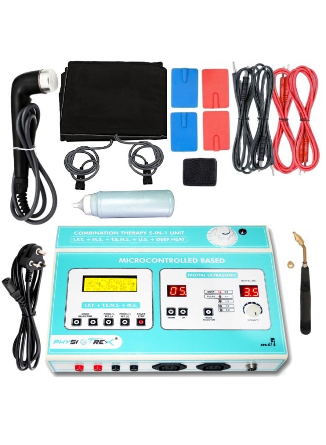 PHYSIOTREX® 5-in-1 Physiotherapy Equipment LCD Combination Therapy | IFT, TENS, MS, Ultrasound, Deep Heat | Professional Physiotherapy Machine for Wellness & Muscle Stimulation with 1 year warranty - Image 3