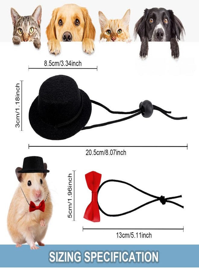 YOLUFER Small Pet Hat and Bow tie Guinea Pig Black Hat with Bow Tie Hamster Costume Pet Hat for Lizard Rabbit Hedgehog Kitten Doggy - Image 2