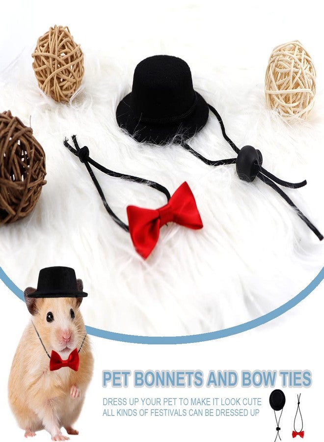YOLUFER Small Pet Hat and Bow tie Guinea Pig Black Hat with Bow Tie Hamster Costume Pet Hat for Lizard Rabbit Hedgehog Kitten Doggy - Image 3