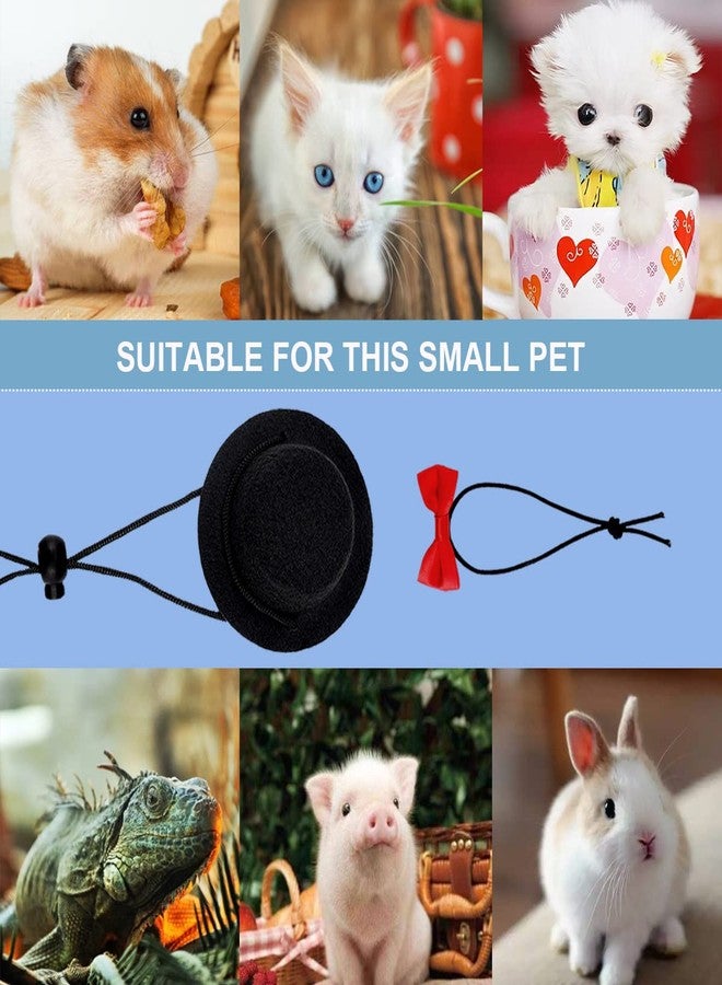 YOLUFER Small Pet Hat and Bow tie Guinea Pig Black Hat with Bow Tie Hamster Costume Pet Hat for Lizard Rabbit Hedgehog Kitten Doggy - Image 5