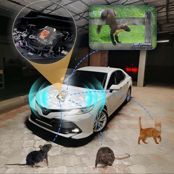rayihni Marten deterrent car ultrasound, ultrasonic and flashing light, marten protection, car accessories, connection to 12 V car battery or 5 V USB-C, defence against martens in the garage, attic and - Image 3