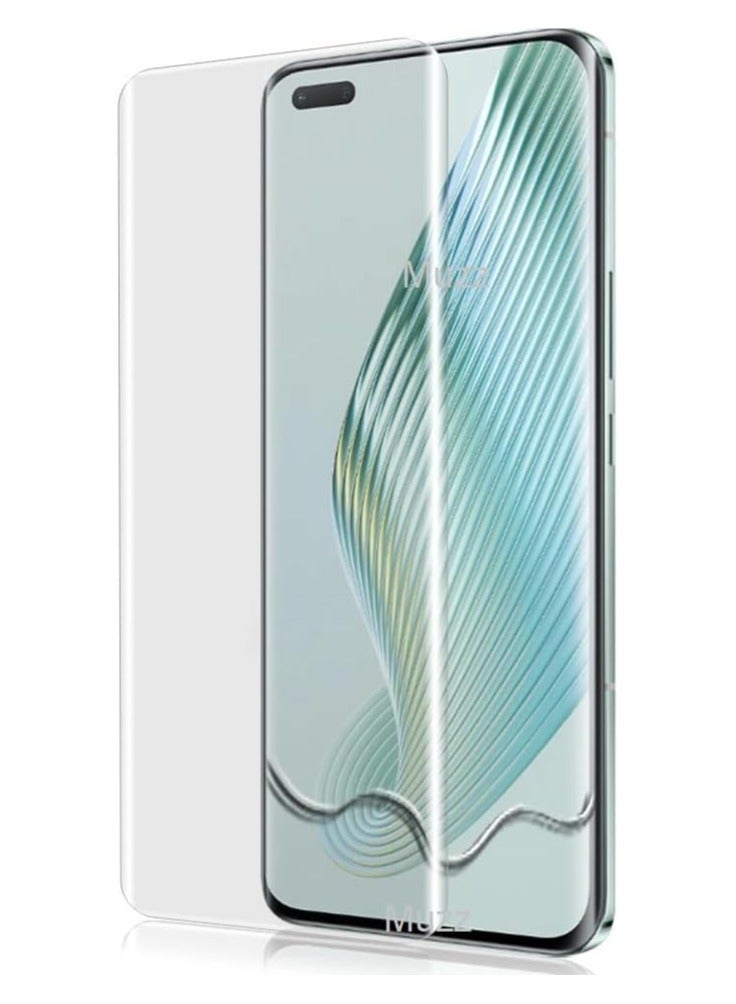 Muzz واقي شاشة Honor Magic5 Pro من الزجاج المقوى، حواف منحنية ثلاثية الأبعاد عالية الدقة مضادة للخدش بدرجة صلابة 9H خالية من الفقاعات، واقي شاشة من الزجاج المقوى المقاوم للأشعة فوق البنفسجية لهاتف Honor Magic 5 Pro - Image 1