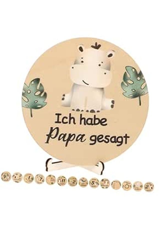 Wooden Monthly Milestone Discs For Baby 12 Month Markers With Animal Pattern Display Stand Newborn Photography Props - Image 1