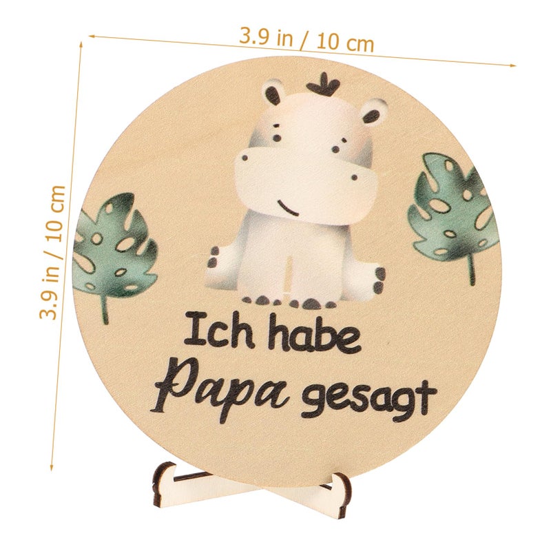 Wooden Monthly Milestone Discs For Baby 12 Month Markers With Animal Pattern Display Stand Newborn Photography Props - Image 3