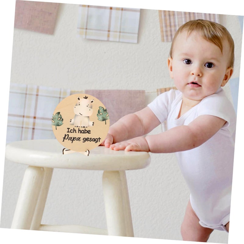Wooden Monthly Milestone Discs For Baby 12 Month Markers With Animal Pattern Display Stand Newborn Photography Props - Image 5