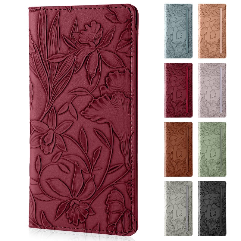 Pisypox Checkbook Cover for Personal Checkbookï¼ŒSoft PU leather with a detailed embossed flower patternï¼Œwith Pen Holder & Built-in Clear Plastic Divider for Duplicate Checks - Image 1