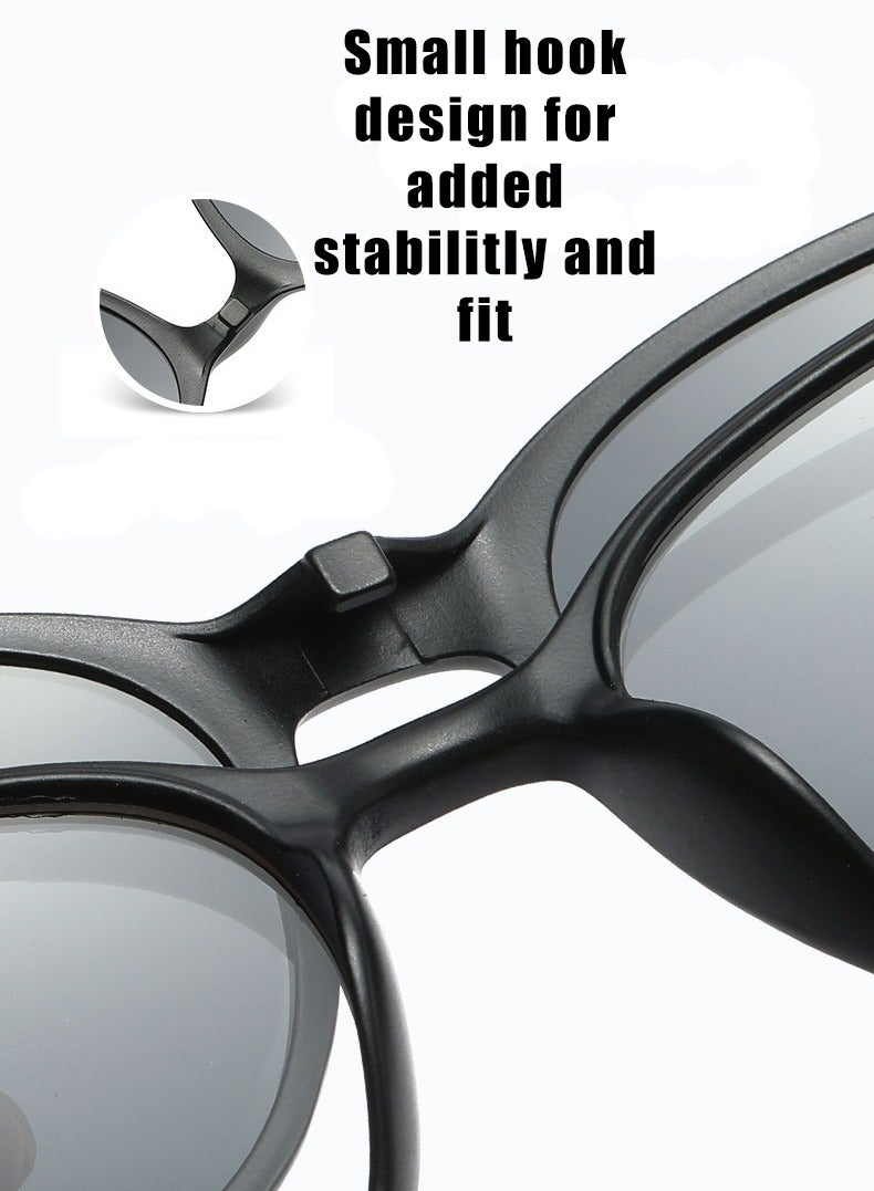 اتش اس نظارات شمسية للجنسين للحماية من الأشعة فوق البنفسجية، إطار واحد + 5 عدسات مشبكية - Image 2
