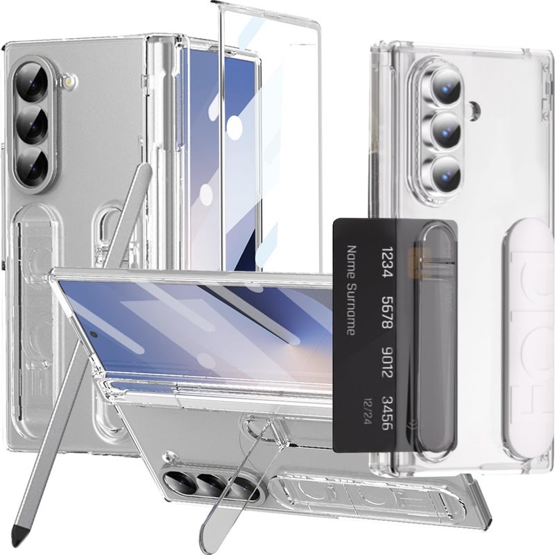 NINKI Transparent Strap for Samsung Galaxy Z Fold 7 Case with S Pen Holder & Stylus, Built-in Wallet with Card Holder, Hard Kickstand Screen Protector Cover for Samsung Z Fold 7 Case S Pen Slot Clear - Image 1