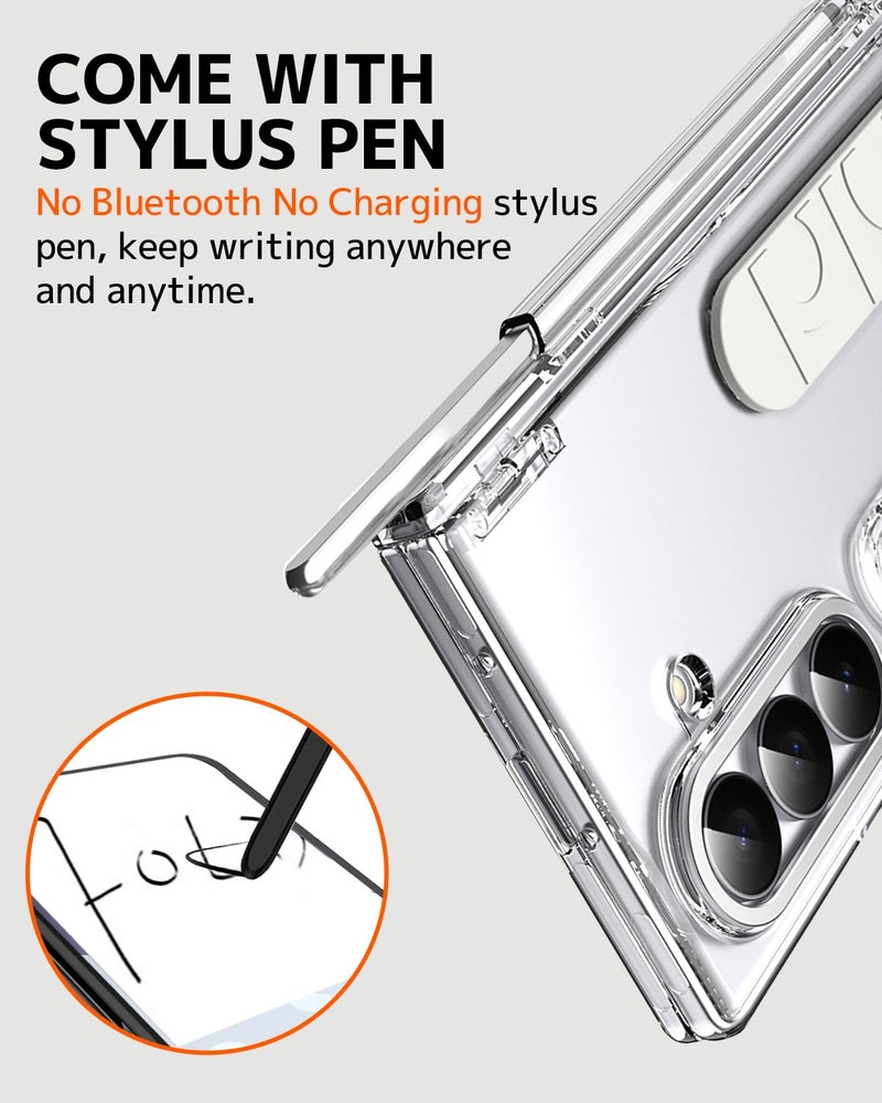 NINKI Transparent Strap for Samsung Galaxy Z Fold 7 Case with S Pen Holder & Stylus, Built-in Wallet with Card Holder, Hard Kickstand Screen Protector Cover for Samsung Z Fold 7 Case S Pen Slot Clear - Image 3