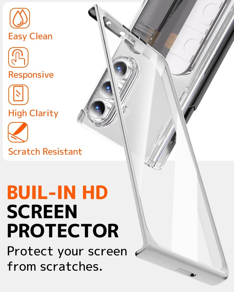 NINKI Transparent Strap for Samsung Galaxy Z Fold 7 Case with S Pen Holder & Stylus, Built-in Wallet with Card Holder, Hard Kickstand Screen Protector Cover for Samsung Z Fold 7 Case S Pen Slot Clear - Image 5