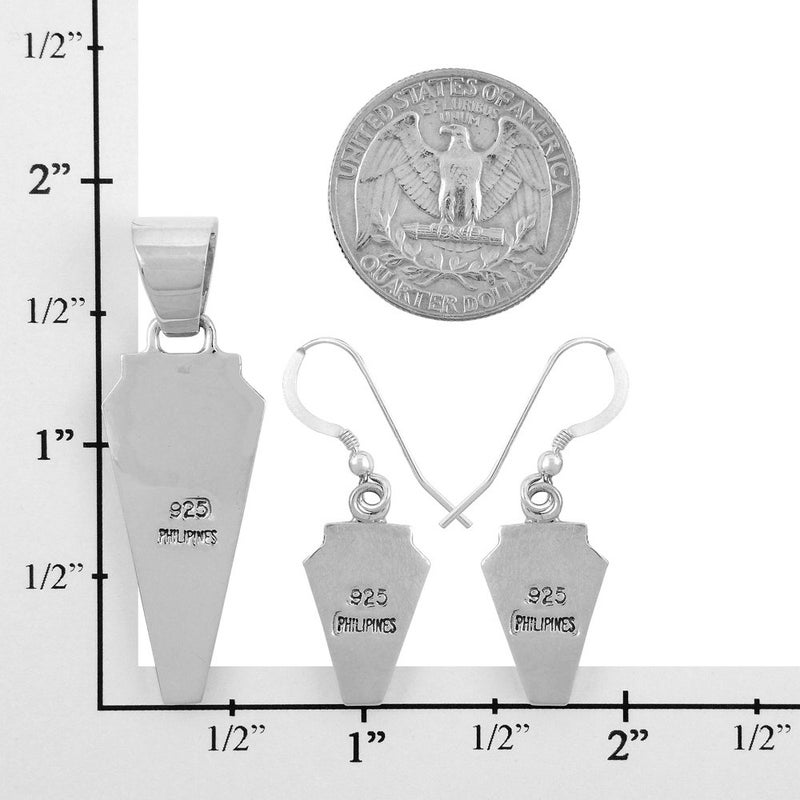Turquoise Network 925 Sterling Silver Matching Pendant & Earrings Set Turquoise 20" Necklace (Turquoise-C75) - Image 4