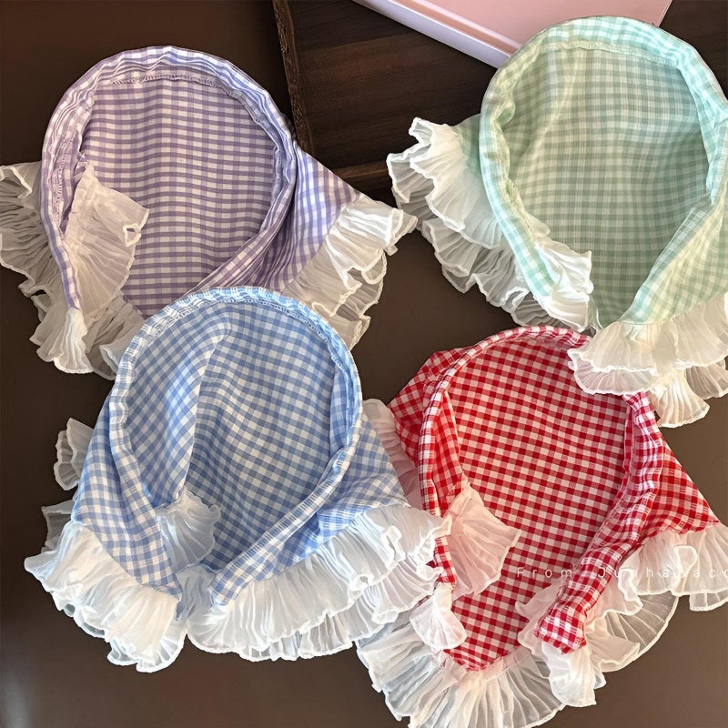 Hair Scarf - Lightweight lace triangular cover for elegant women and youthful girls, pastoral French wrap adding feminine grace to long hairstyles with breathable soft fabric (4PCS model 1)