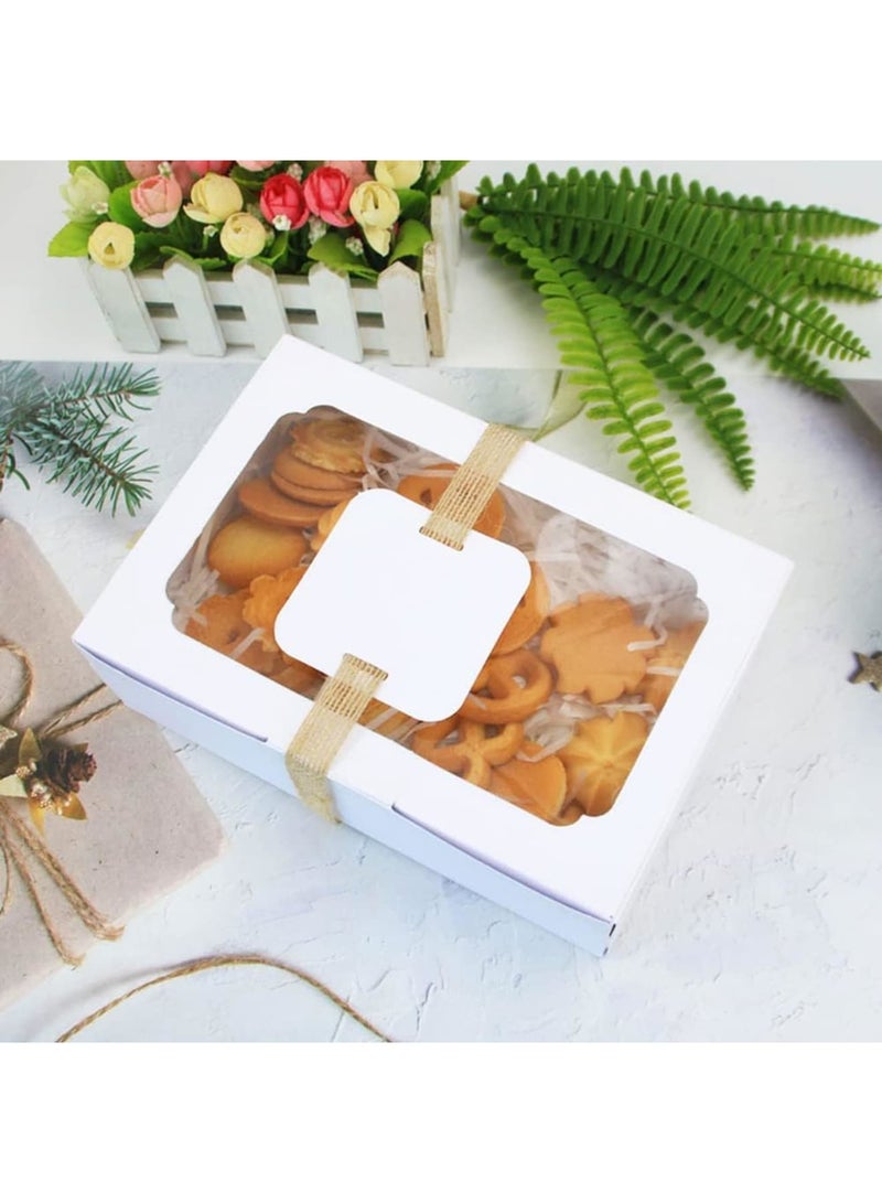 SYOSI Paper Bakery Boxes with Window, Clear Cake Boxes for Treats, Cookies, Biscuits, and Pastries, Ideal for Weddings, Baby Showers, Parties, with Stickers, White, 12 PCS - Image 3