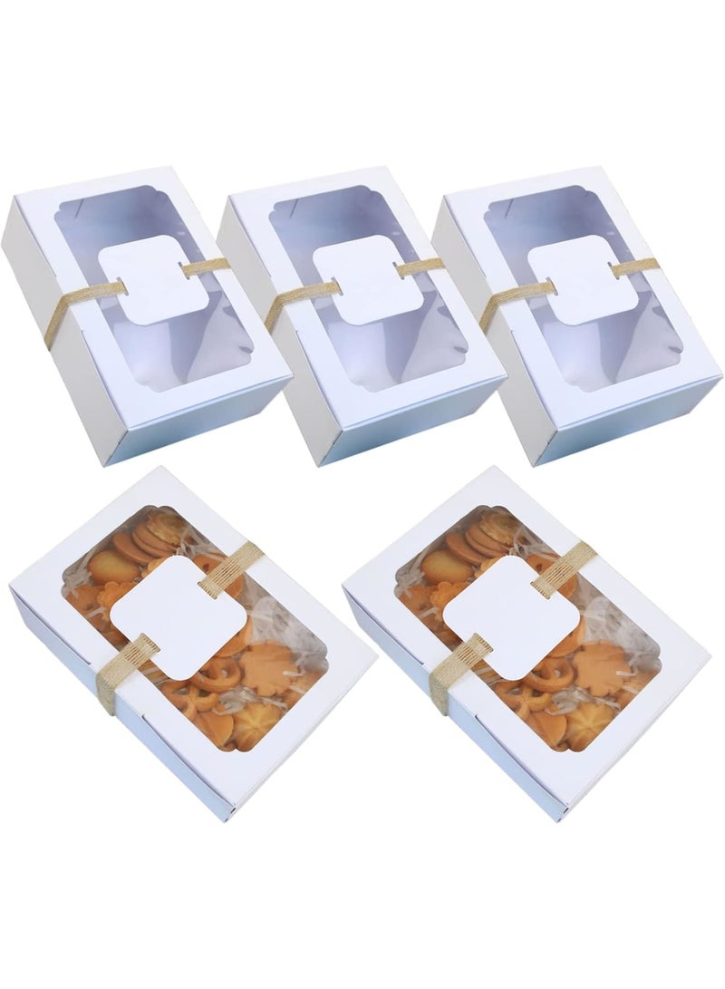 SYOSI Paper Bakery Boxes with Window, Clear Cake Boxes for Treats, Cookies, Biscuits, and Pastries, Ideal for Weddings, Baby Showers, Parties, with Stickers, White, 12 PCS - Image 1