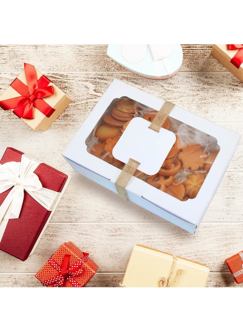 SYOSI Paper Bakery Boxes with Window, Clear Cake Boxes for Treats, Cookies, Biscuits, and Pastries, Ideal for Weddings, Baby Showers, Parties, with Stickers, White, 12 PCS - Image 2