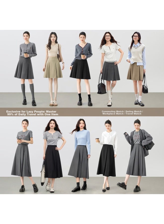 Sentubila Shangdu Bila Women's Workplace Commuting A-line Pleated Skirt Spring Autumn Slim Mid-length Skirt - Image 2