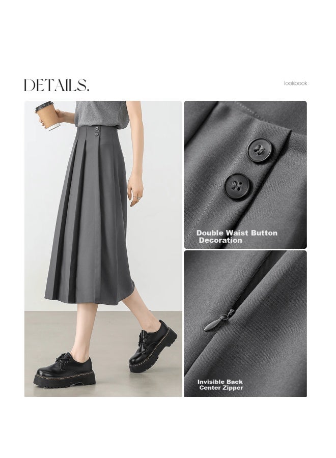 Sentubila Shangdu Bila Women's Workplace Commuting A-line Pleated Skirt Spring Autumn Slim Mid-length Skirt - Image 3