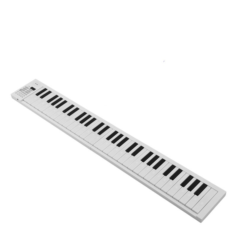 61-Key Foldable Electronic Piano White Portable Design 16 Tones 100 Rhythms - Educational Functions with Metronome Recording for Home School Travel Beginner Advanced Players - Image 1