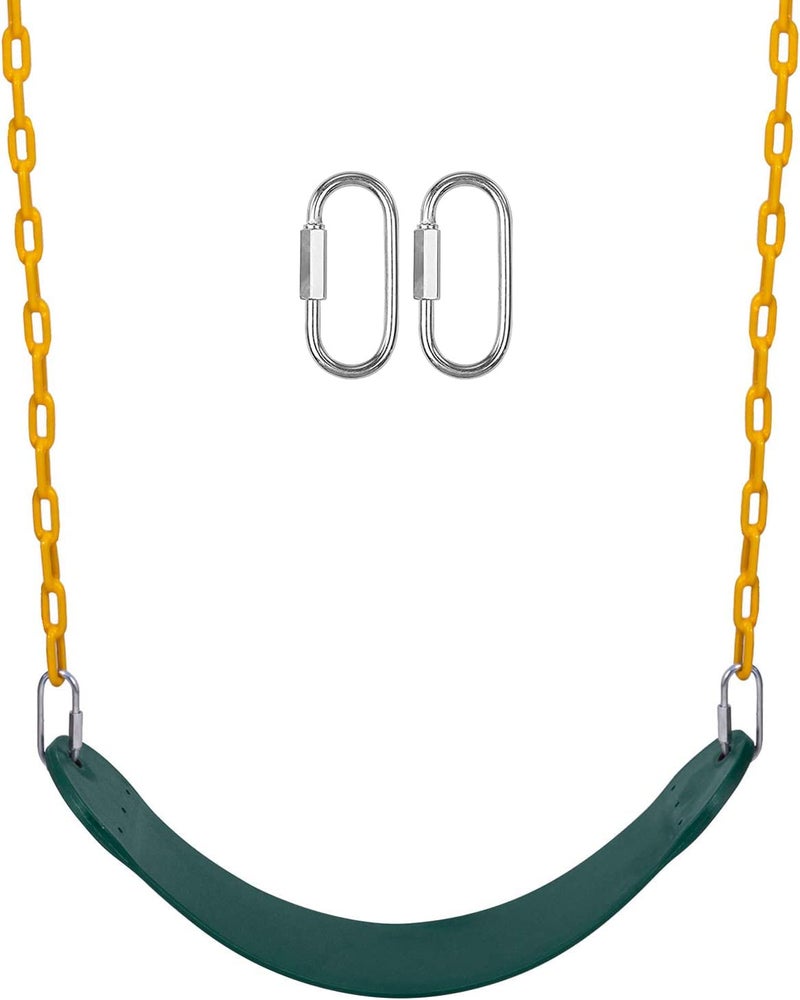 REZNOR Flexible Swing Seat Set for Kids/Adults Outdoor Park Garden Tree Backyard with 60” Plastic Coated Chain, Weight Support Upto 150kg, Green/Yellow - Image 1