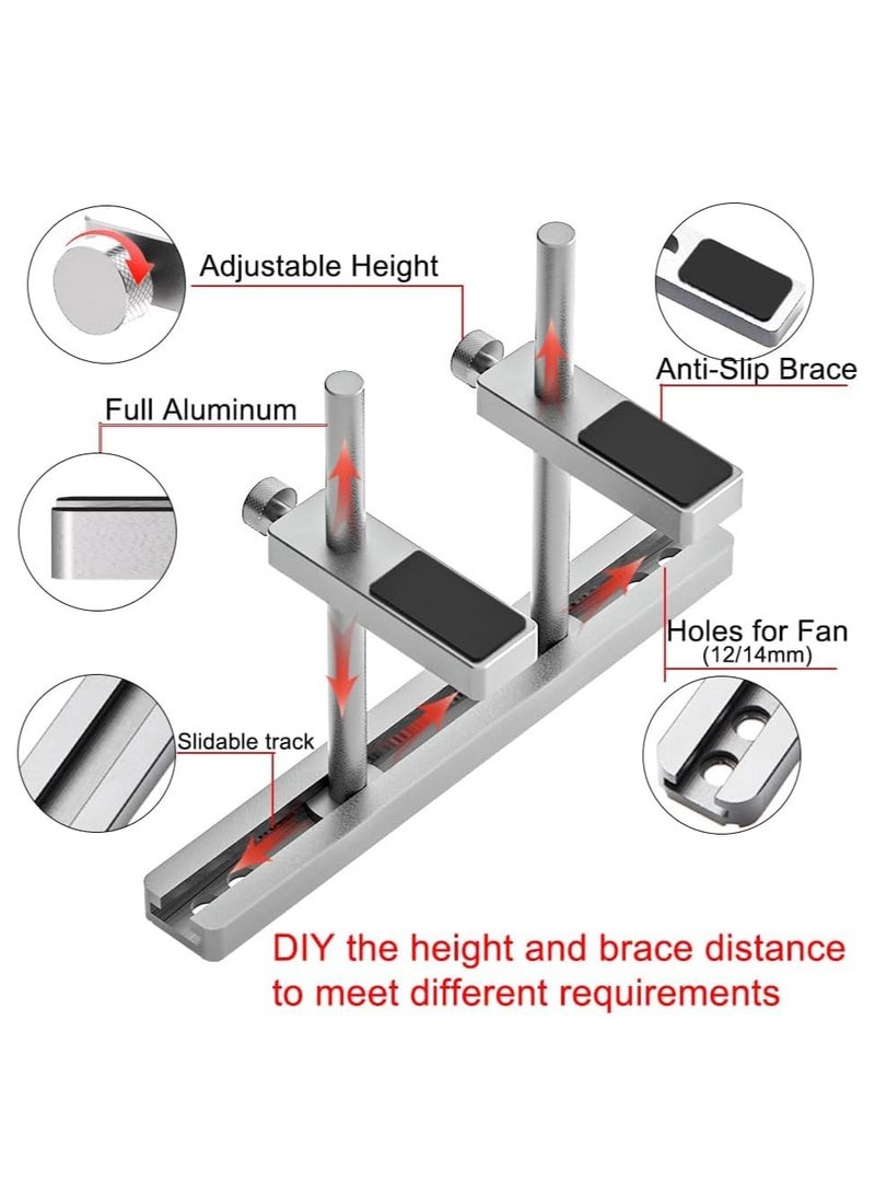 Graphics Card GPU Support Bracket  Adjustable Enhanced Aluminum GPU Sag Bracket Video Card GPU Stand Holder Graphics Card Support with Dual Stand Silver 128mm - Image 3