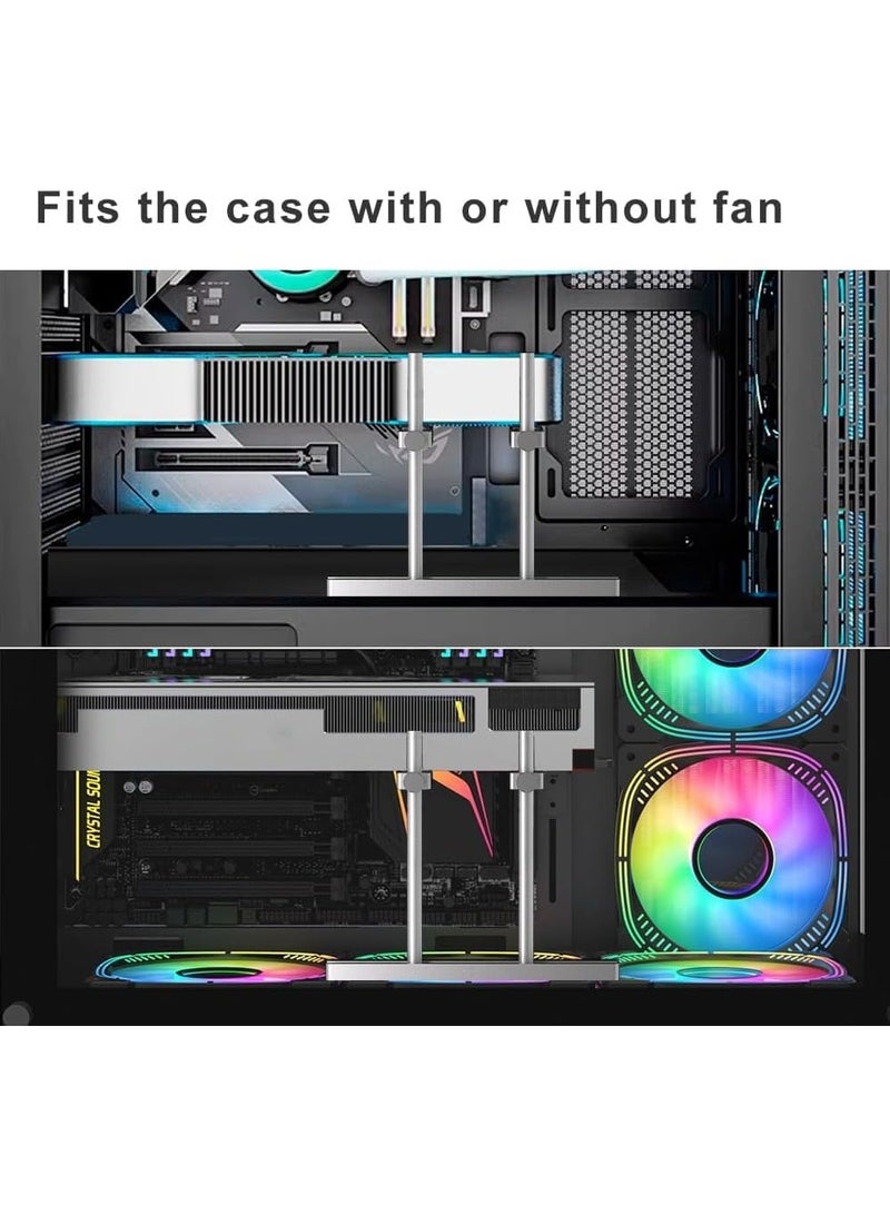 Graphics Card GPU Support Bracket  Adjustable Enhanced Aluminum GPU Sag Bracket Video Card GPU Stand Holder Graphics Card Support with Dual Stand Silver 128mm - Image 5