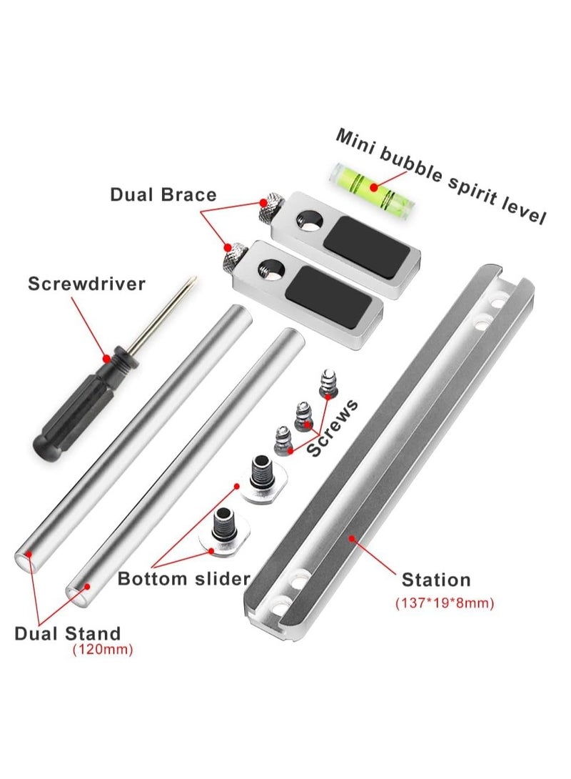 Graphics Card GPU Support Bracket  Adjustable Enhanced Aluminum GPU Sag Bracket Video Card GPU Stand Holder Graphics Card Support with Dual Stand Silver 128mm - Image 4