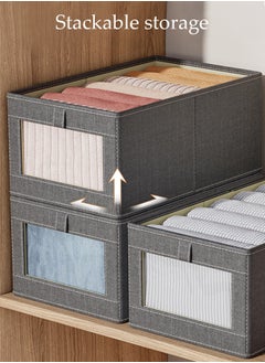 DUNISO 3 Pieces Foldable Closet Storage Organizer Washable Closet Storage Box with Carrying Handles Toy Organizer Box Cube Storage Bin for Clothes Wardrobe Home Bedroom Office  - Image 2
