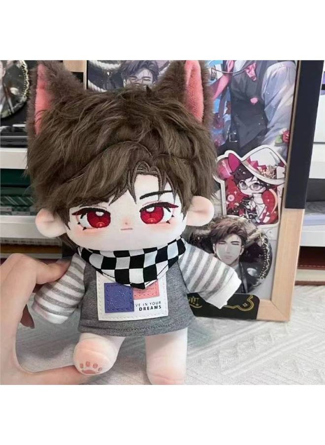 Generic Sweet Shen Lu Shen No Attribute Cotton Doll 20cm Anime Peripheral Cute Gift Plush Doll Dress-up-Height:Lu Shen + Wine Red Sweater Single Piece + Long Rabbit Animal Ear_20cm With Skeleton Already Installed  - Image 5