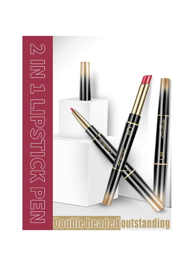 Aseawave - 6Pcs Lip Liner and Lipstick Makeup Set, Purple Red/Claret/Vermilion/Pastel Orange/Rose/Ruby Red Lipstick Pen and with Lip Liner Pencil Set Lip Gift Set for Daily/Travel/Party/Work - Image 1