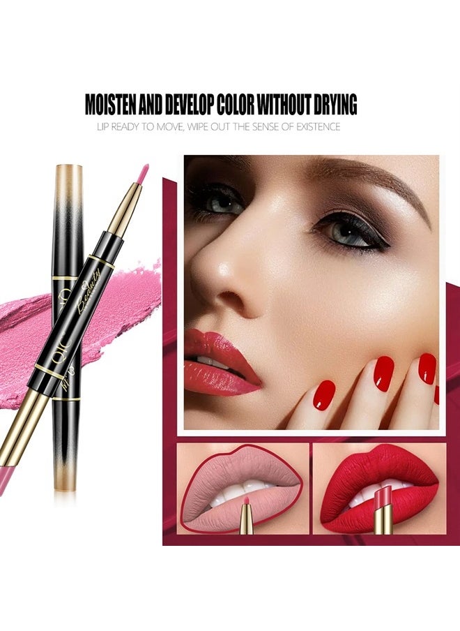 Aseawave - 6Pcs Lip Liner and Lipstick Makeup Set, Purple Red/Claret/Vermilion/Pastel Orange/Rose/Ruby Red Lipstick Pen and with Lip Liner Pencil Set Lip Gift Set for Daily/Travel/Party/Work - Image 1