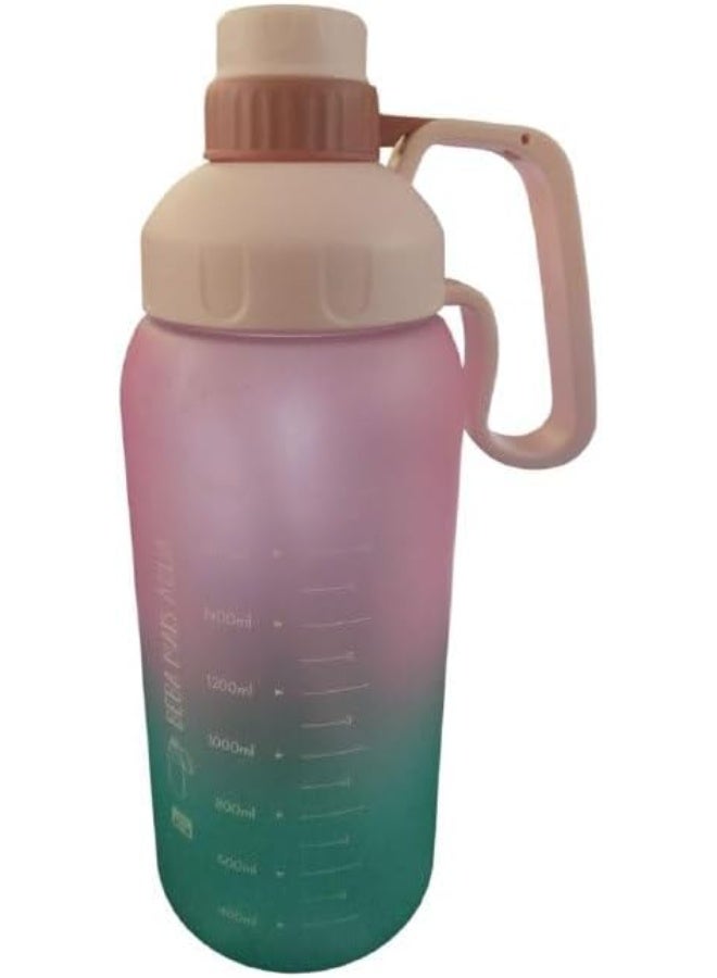 سبيس شوب زجاجة مياه مانعة للتسرب بمقبض (1800 مل)، زجاجة مياه محمولة كبيرة السعة مناسبة للرياضات مثل صالة الألعاب الرياضية والجري وركوب الدراجات (بينك) - Image 1