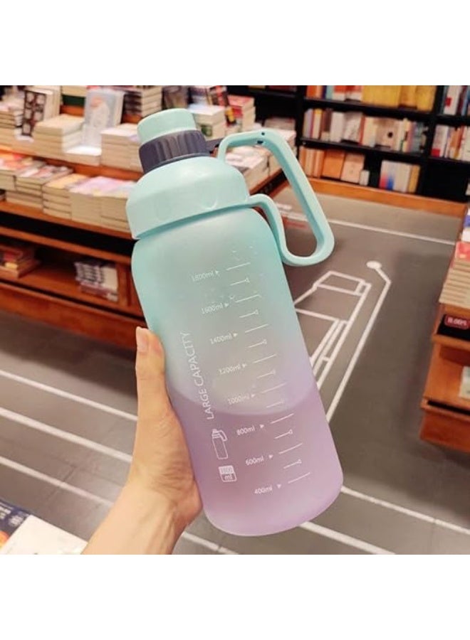 سبيس شوب زجاجة مياه مانعة للتسرب بمقبض (1800 مل)، زجاجة مياه محمولة كبيرة السعة مناسبة للرياضات مثل صالة الألعاب الرياضية والجري وركوب الدراجات (بينك) - Image 3