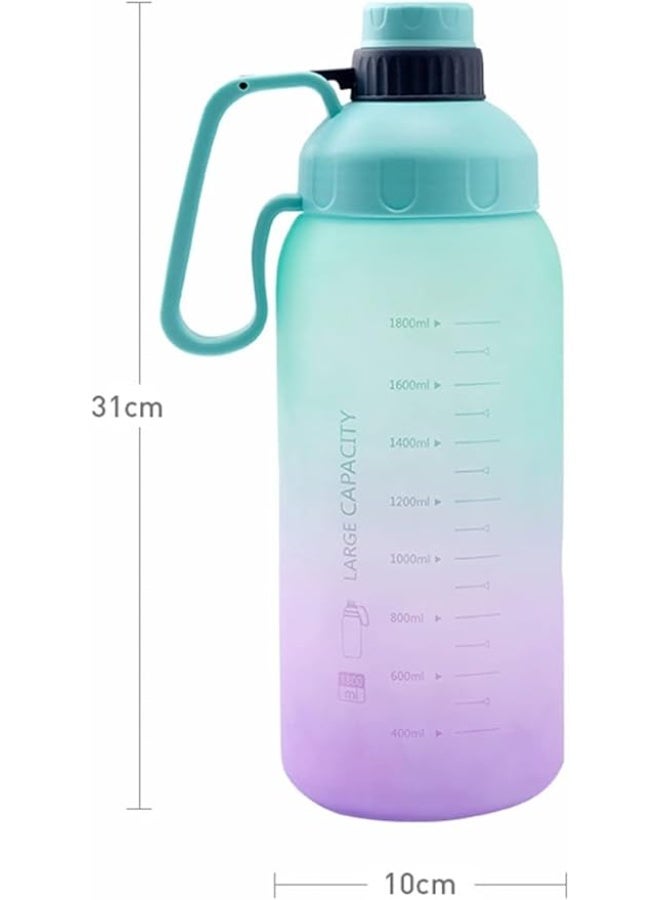 سبيس شوب زجاجة مياه مانعة للتسرب بمقبض (1800 مل)، زجاجة مياه محمولة كبيرة السعة مناسبة للرياضات مثل صالة الألعاب الرياضية والجري وركوب الدراجات (بينك) - Image 4