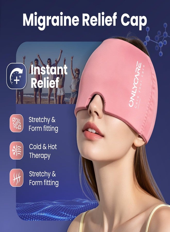 ONLYCARE Migraine Relief Cap, Soothing Headache Ice Face Pack Mask, Headache Relief Hat for Migraine Relief, Cold Compress Head Wrap for Sinus, Tension, Stress & Hangover, Self Care Gifts for Women - Image 2