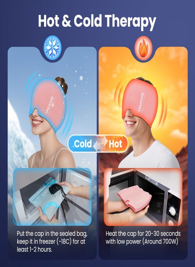 ONLYCARE Migraine Relief Cap, Soothing Headache Ice Face Pack Mask, Headache Relief Hat for Migraine Relief, Cold Compress Head Wrap for Sinus, Tension, Stress & Hangover, Self Care Gifts for Women - Image 3