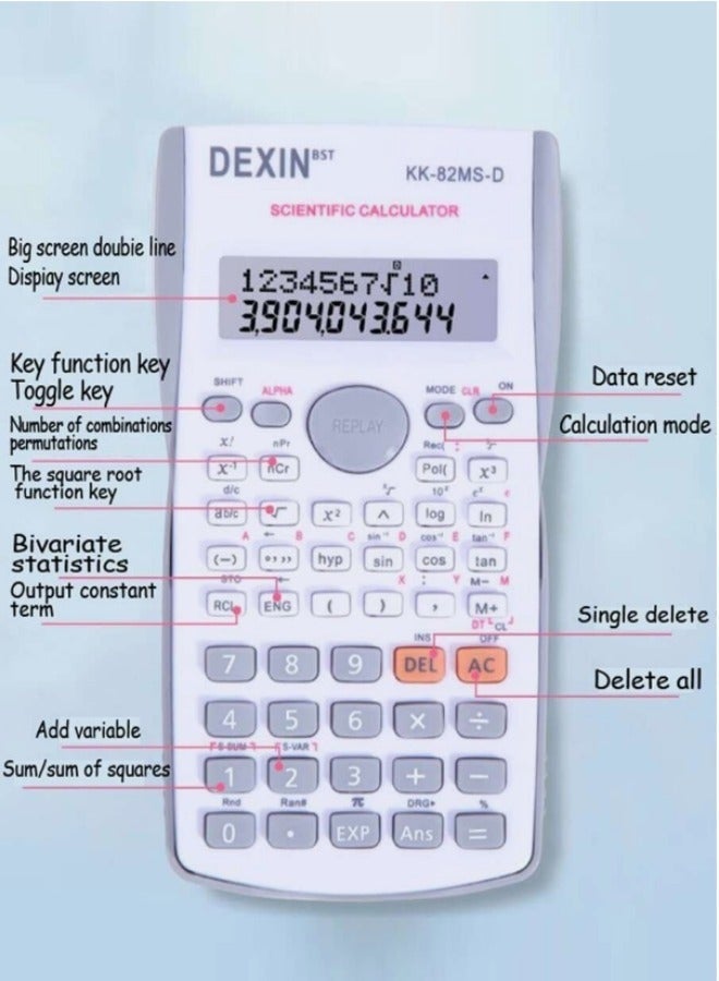 Student Exam-Compliant Multifunction Scientific Calculator with Dual Power & Anti-Slip Design - White - Image 2