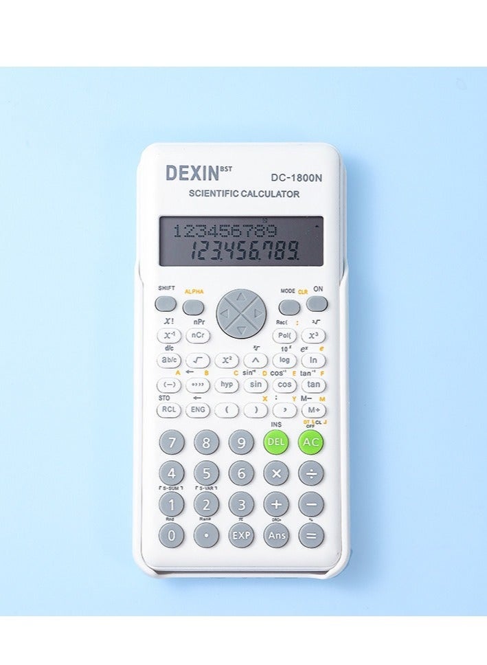 Student Exam-Compliant Multifunction Scientific Calculator with Dual Power & Anti-Slip Design - White - Image 1