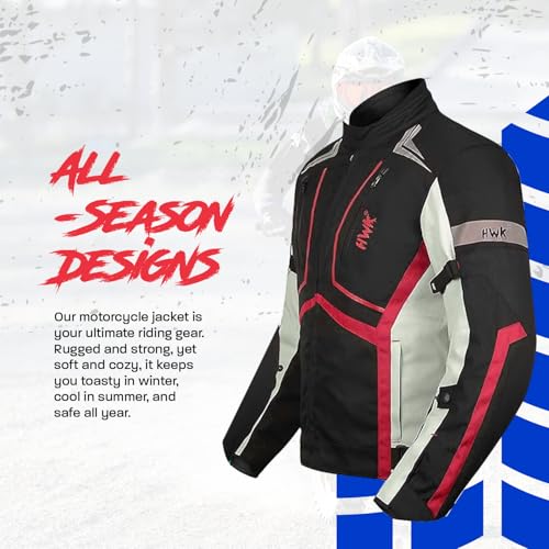 HWK Scorpion Motorcycle Jacket for Men Women Motorcycle Gear with Body Armor Foam Padding and Breathable Cordura Fabric Reflective Motor Bike Jacket for Improved Night Visibility Red Medium - Image 3