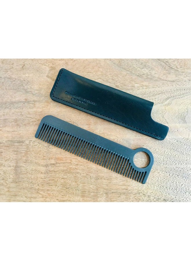 Chicago Comb Model 1 Carbon Fiber + Black Horween leather sheath, pocket and travel comb, Made in USA - Image 3