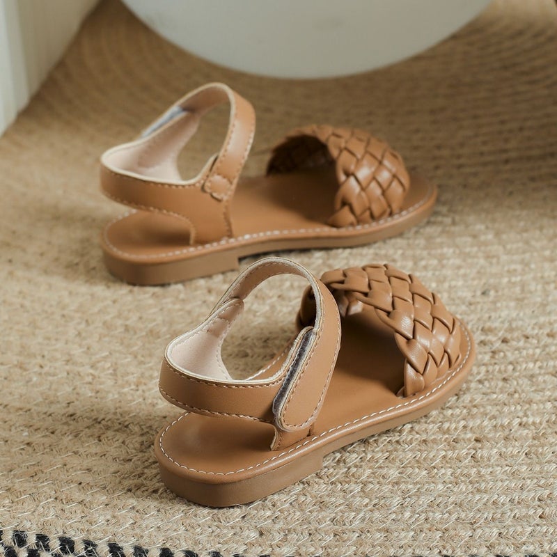 Export Retro One-Line Open-Toe Beach Woven Kidsren'S Flats Sandals Children'S Sandals - Image 5