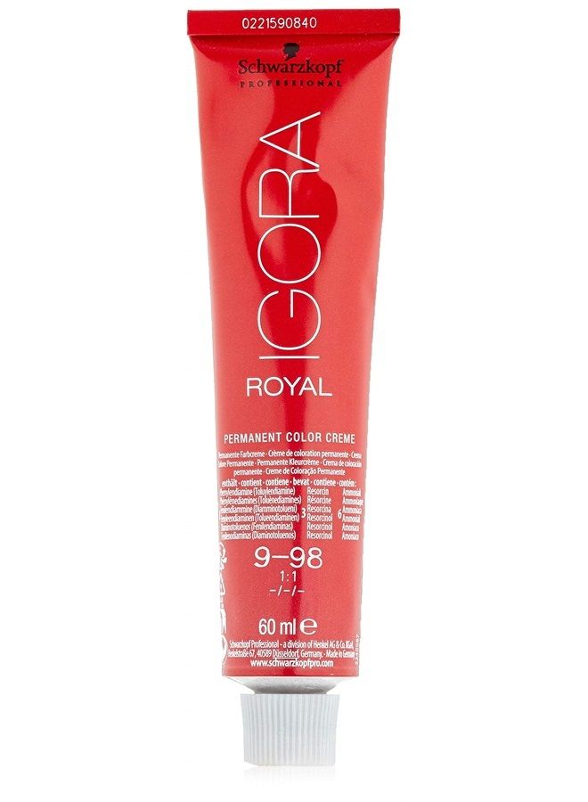 Schwarzkopf صبغة الشعر الملكية الاحترافية IGORA لون 9-98 (كريم تلوين الشعر من Colorists´s) 2 أونصة - Image 1